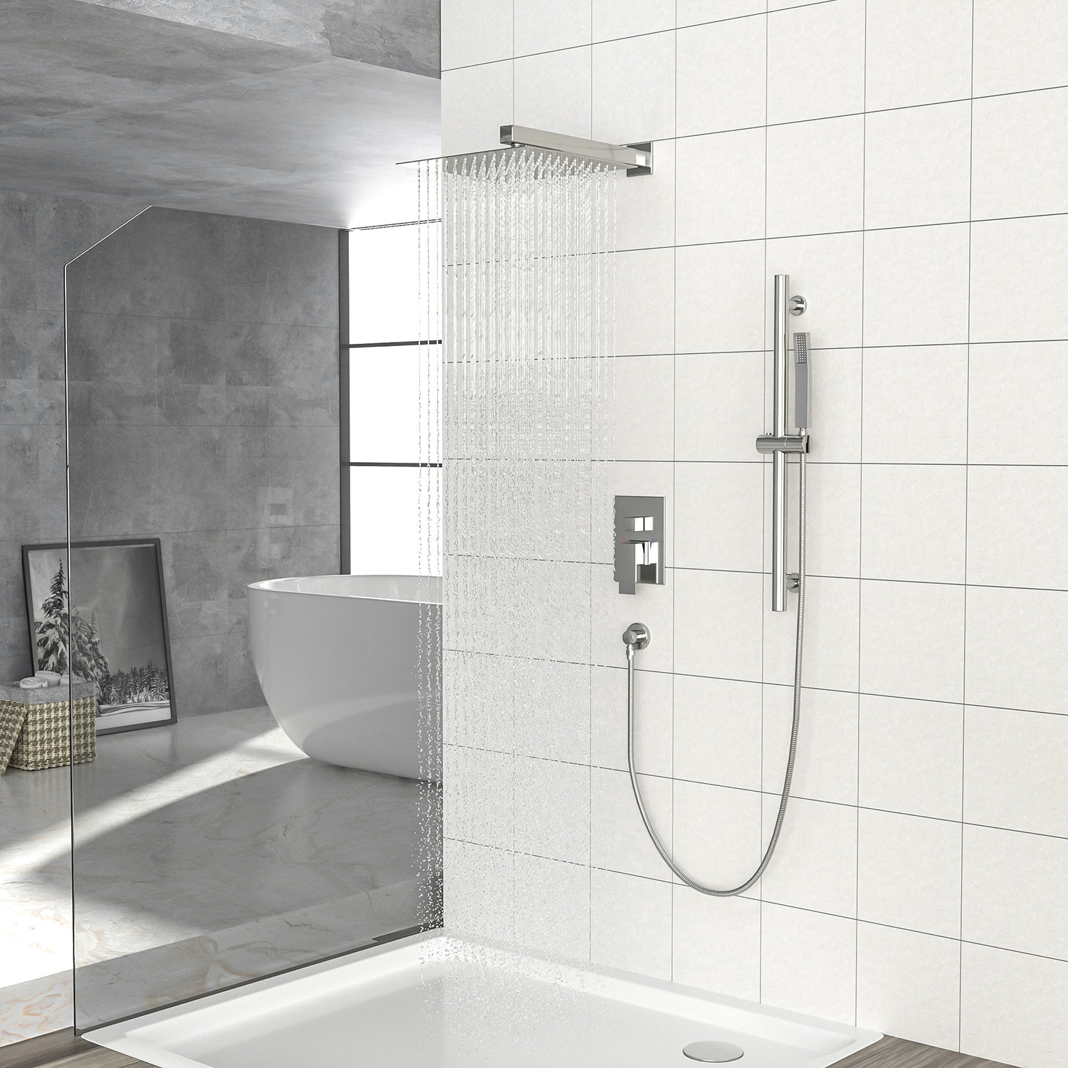 Commodland Shower System 10 Inch Rain Shower Head And Handheld Head Bathroom Shower Faucet Set Trim Kit With Valve Combo Oil Rubbed Bronze Wayfair