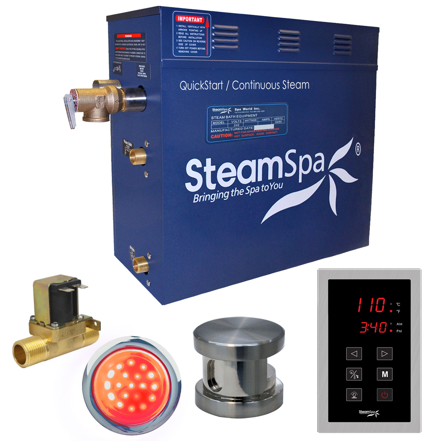 Steam Spa Indulgence 6 Kw Quickstart Steam Bath Generator Package With Built In Auto Drain Wayfair