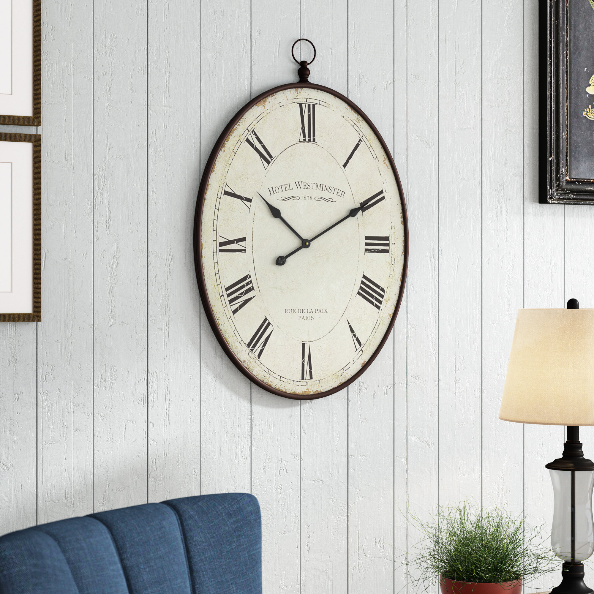 Charlton Home Oversized Immanuel Wall Clock Reviews Wayfairca