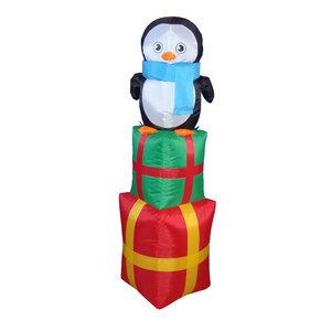 Christmas Inflatable Penguin on Gift Box Decoration