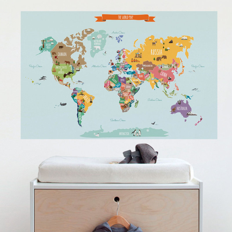 Zoomie Kids Countries Of The World Map Poster Wall Decal Reviews Wayfair