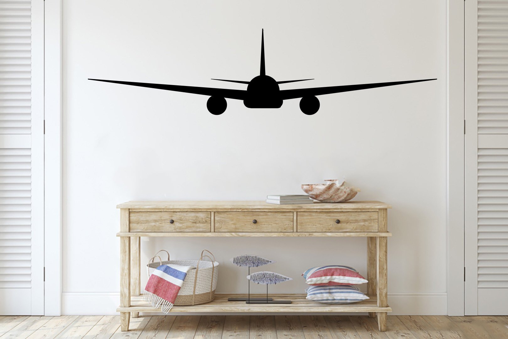 17 Stories Boeing 777 Airplane Silhouette Vinyl Wall Words Decal Sticker Home Decor Art Wayfair