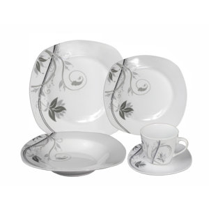 Porcelain 20 Piece Dinnerware Set, Service for 4