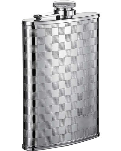 Hip Flask Visol Cross Hatch Matte Engraved Stainless Steel 8 oz