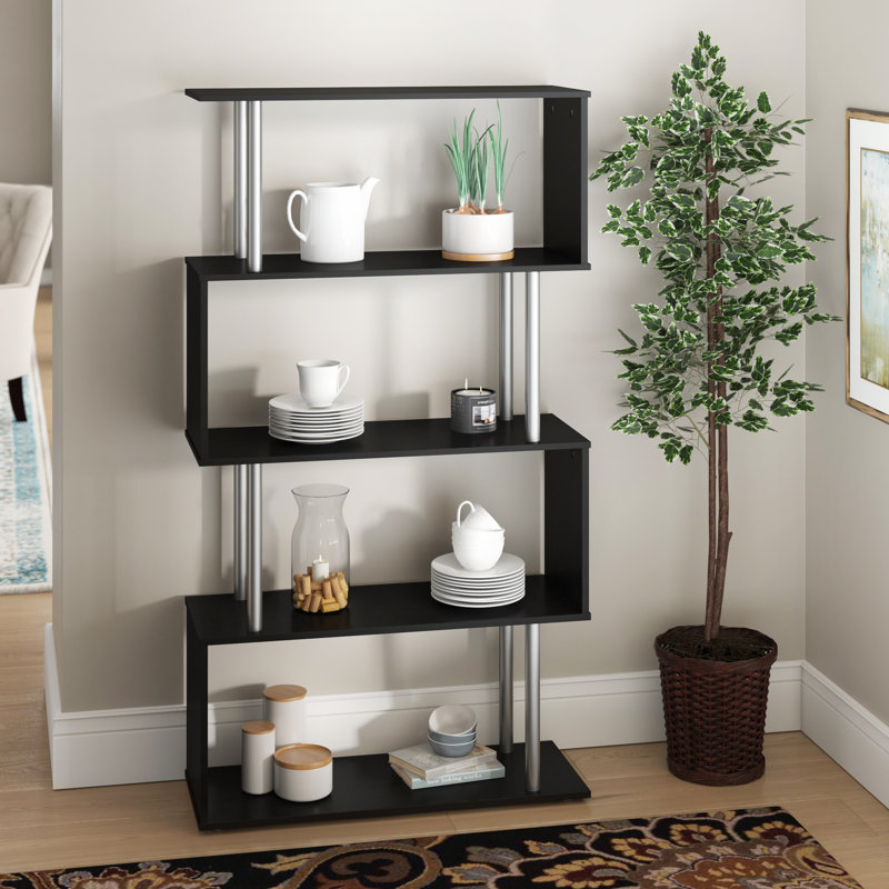 Orren Ellis Mosses Modern S Shaped 5 Tier Room Dividing Standard Orren Ellis Mosses Modern S Shaped 5 Tier Room Dividing Standard Bookcase Reviews Wayfair