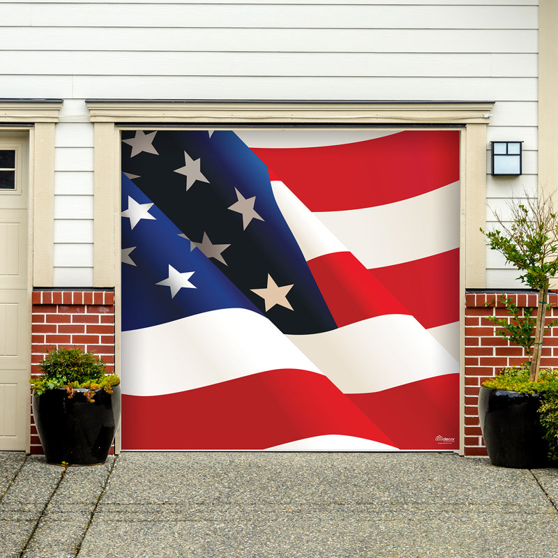 The Holiday Aisle American Flag Garage Door Mural Wayfair