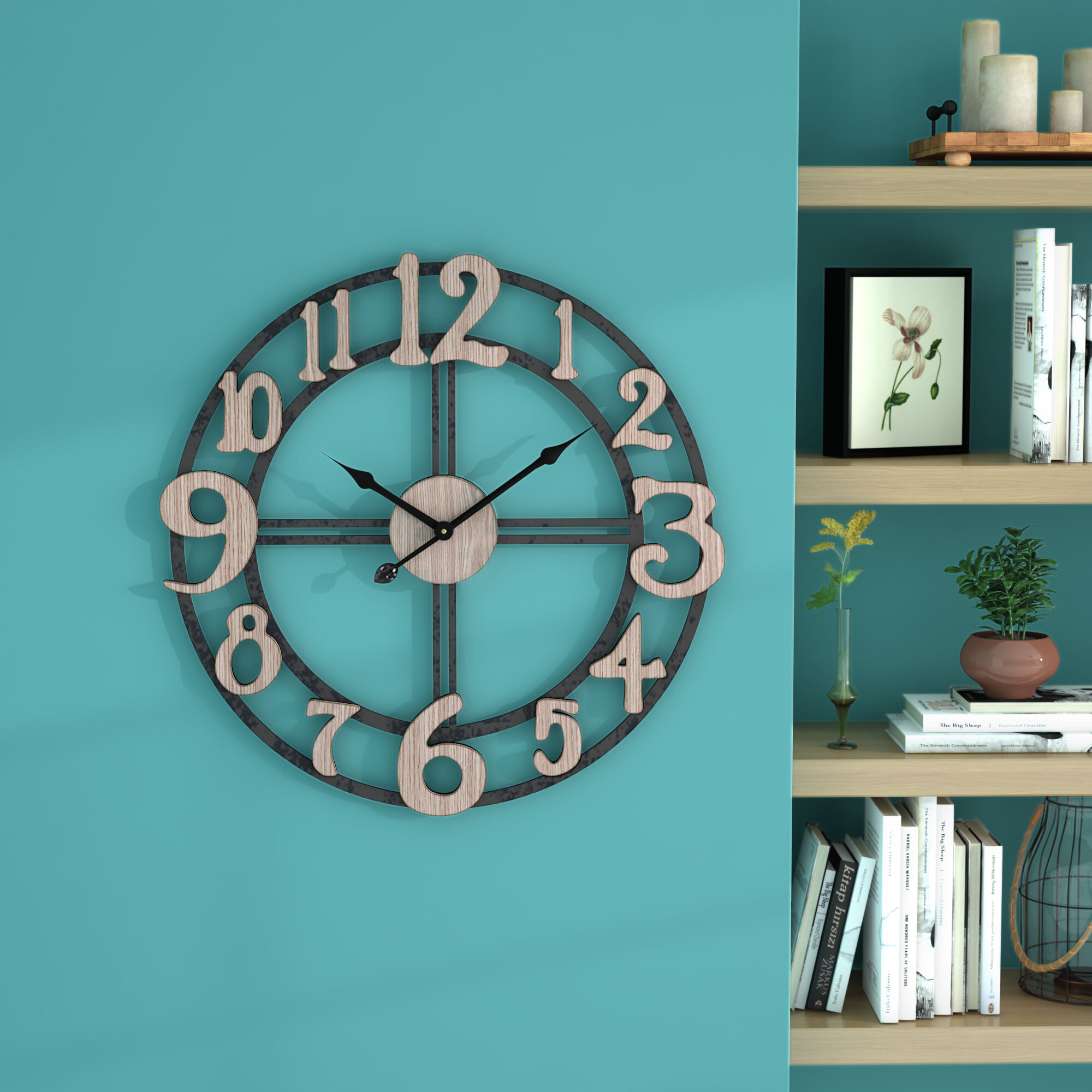 Gracie Oaks Oversized Berrin 28 Wall Clock Reviews Wayfair