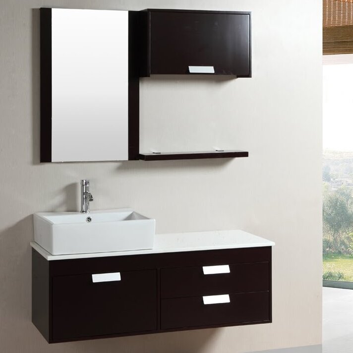 Luxury kokols vanity set Kokols 52 Wall Mounted Single Bathroom Vanity Set With Mirror Reviews Wayfair