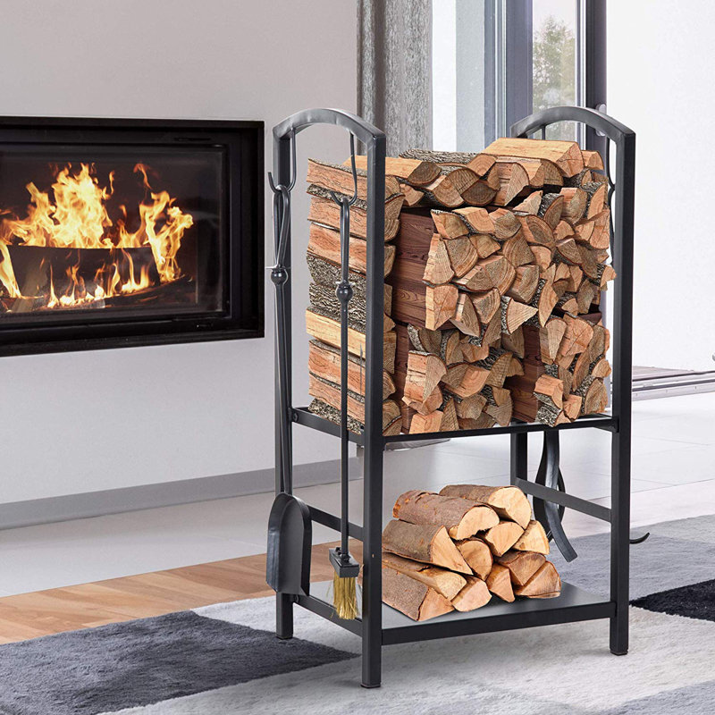 Homcom 2 Tier Indoor Outdoor 5 Piece Steel Fireplace Tool Set