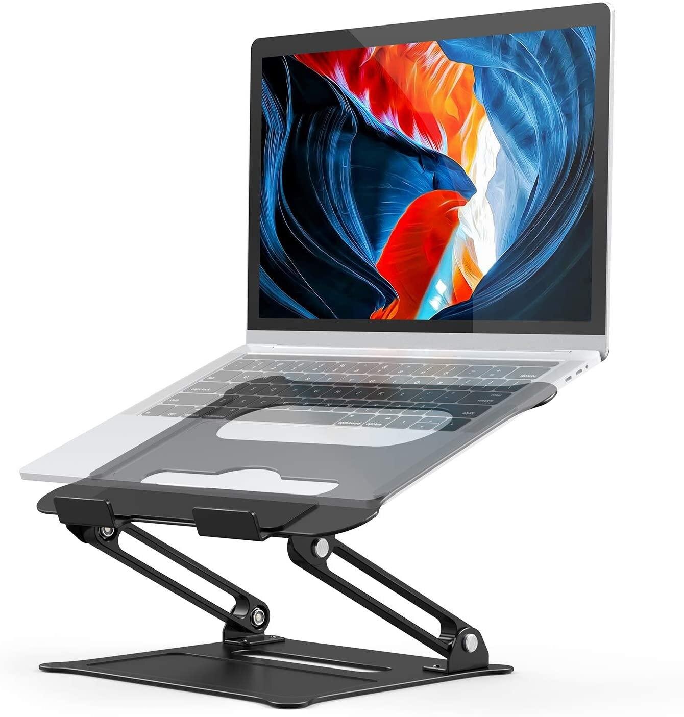 Adjustable Laptop Stand Ergonomic Portable Computer Stand with Heat-Vent to Elevate Laptop Black Holder Compatible with 10 to 17 Inches Office Home Laptop Stand Aluminum Computer Riser