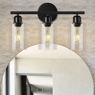 Bathroom Vanity Light Fixtures Over Mirror UL Listed Black and Gold Metal Transp 