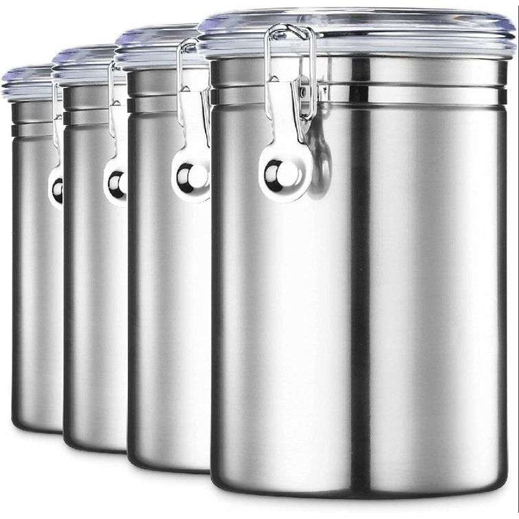 Stainless Steel Canister Set - Airtight Food Storage Canisters For Kitchen  Counters, Tea, Sugar, Flour, Coffee Sealable Jars With Locking Clamp - Set  ...
