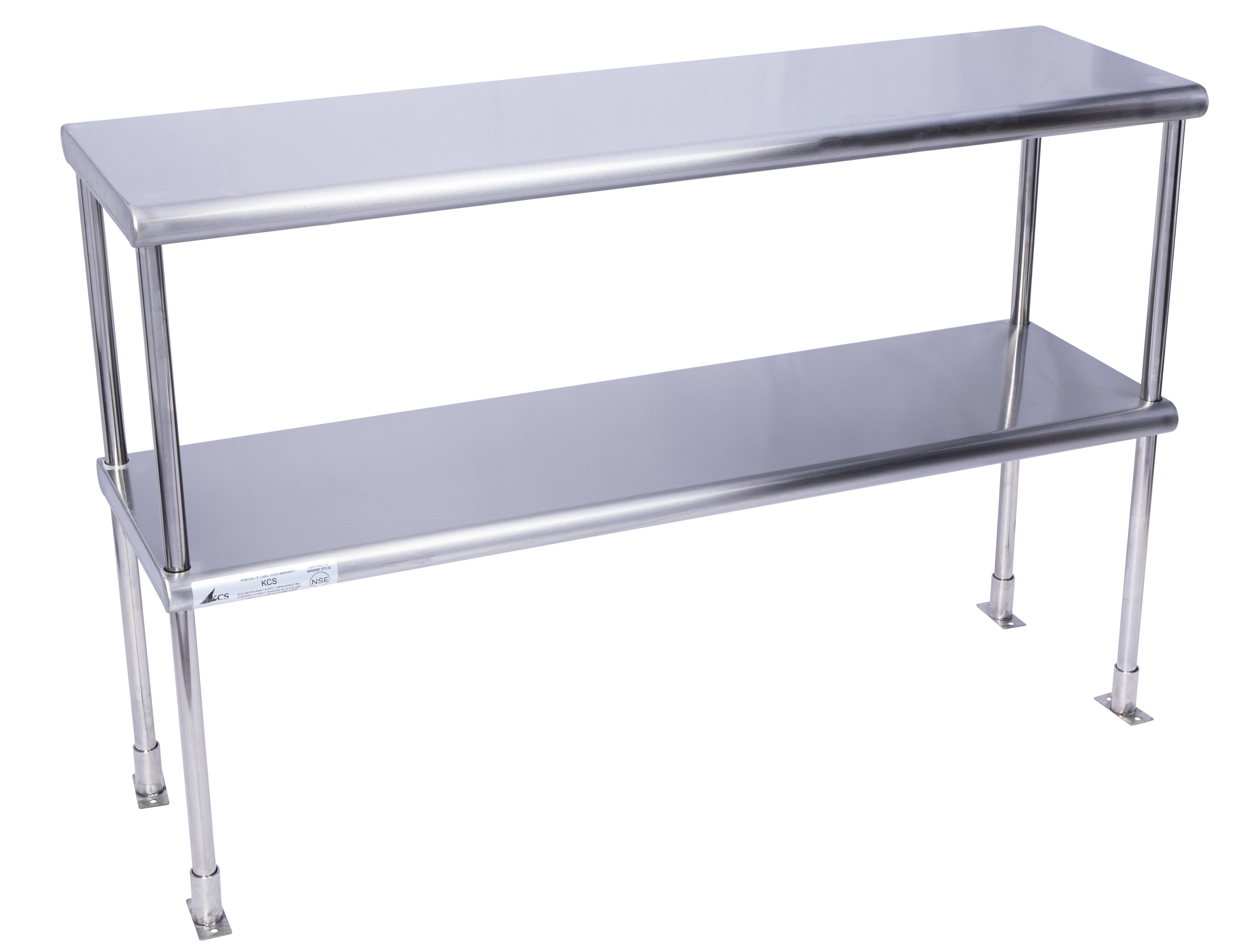 Stainless Steel commercial  14/" x 48/" Table Mounted Adjustable Double Overshelf