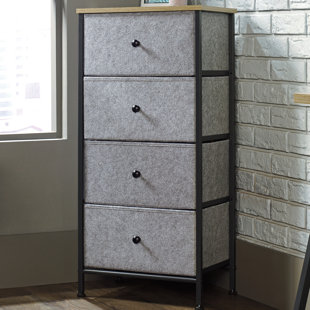 AVAWING Dresser with 9 Drawers Wooden Top Hallway- Sturdy Steel Frame Fabric Dresser Tower for Closets,Bedroom Vertical Storage Tower Dresser for Bedroom with Drawers Grey