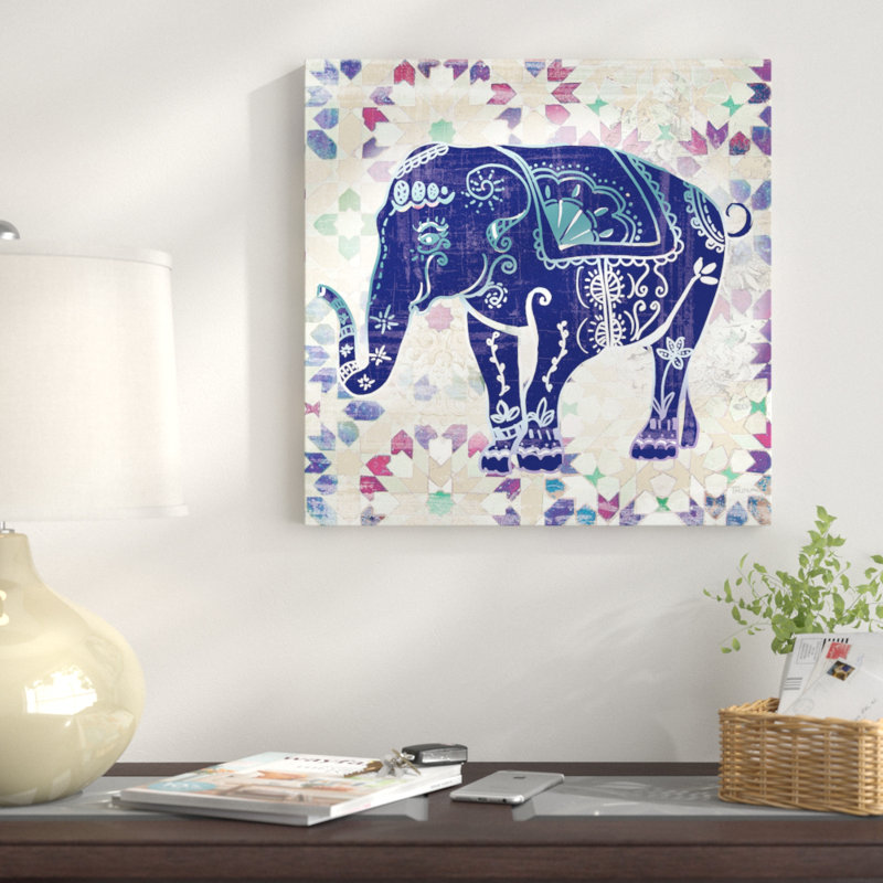 East Urban Home Painted Elephant Ii Painting Print On Wrapped