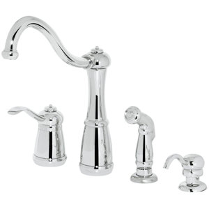 Marielle Single Handle Deck Mounted Kitchen Faucet with Side Spray and Soap Dispenser