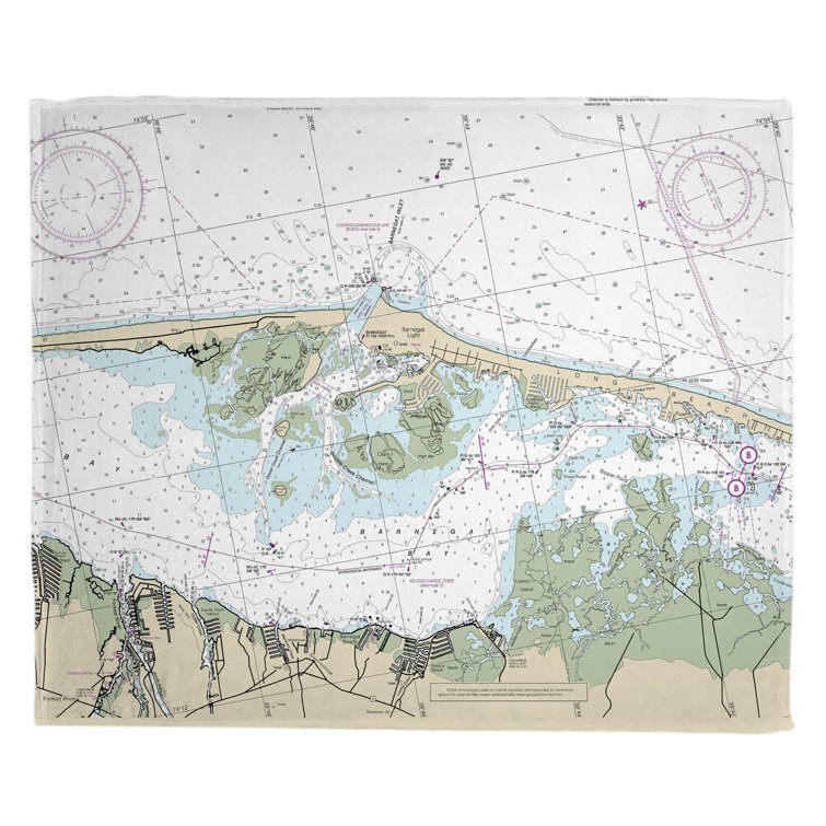 Barnegat Bay Nautical Chart Breakwater Bay Nautical Chart Barnegat Light Nj Fleece Blanket | Wayfair