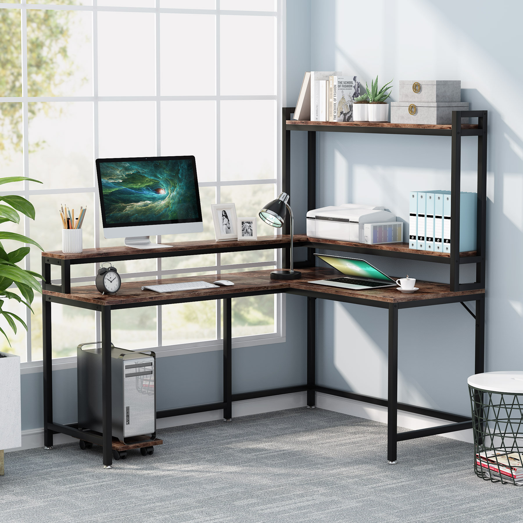 Inbox Zero Maisie L-shape With Hutch Desk & Reviews 