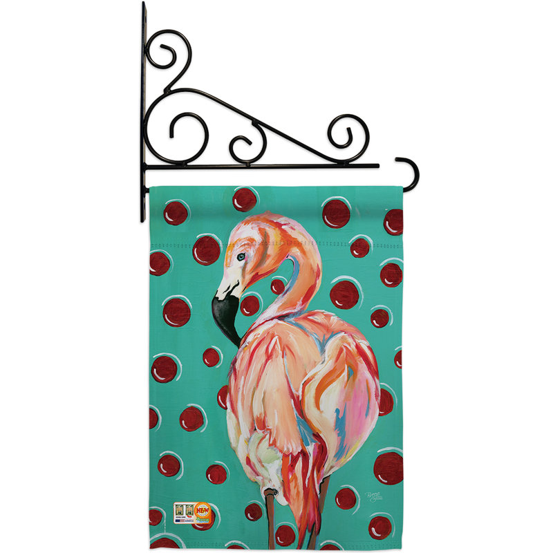 Breeze Decor Polka Dot Flamingo 2 Sided Polyester 19 X 13 In Flag