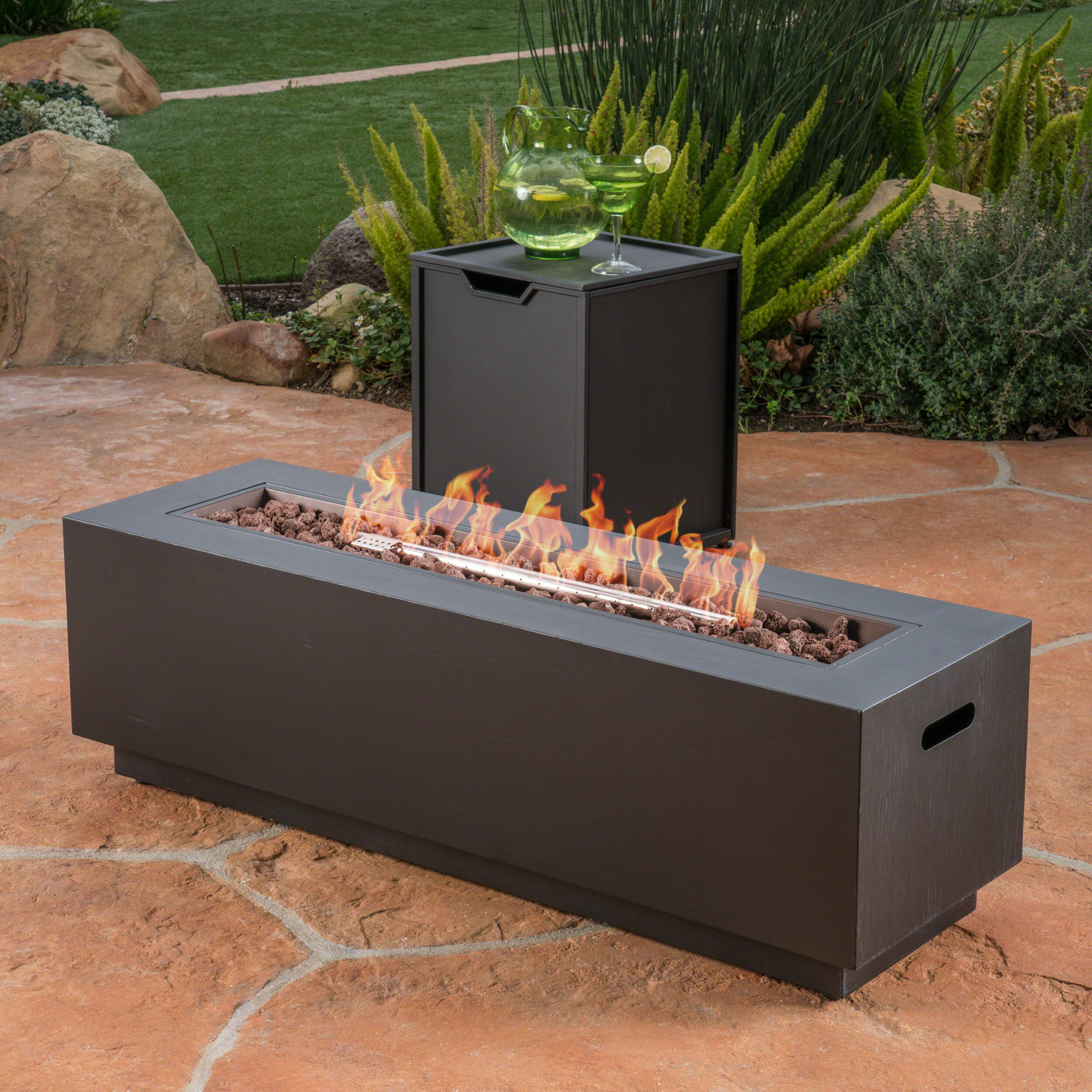 Latitude Run Lefkowski Outdoor Metal Propane Gas Fire Pit Table