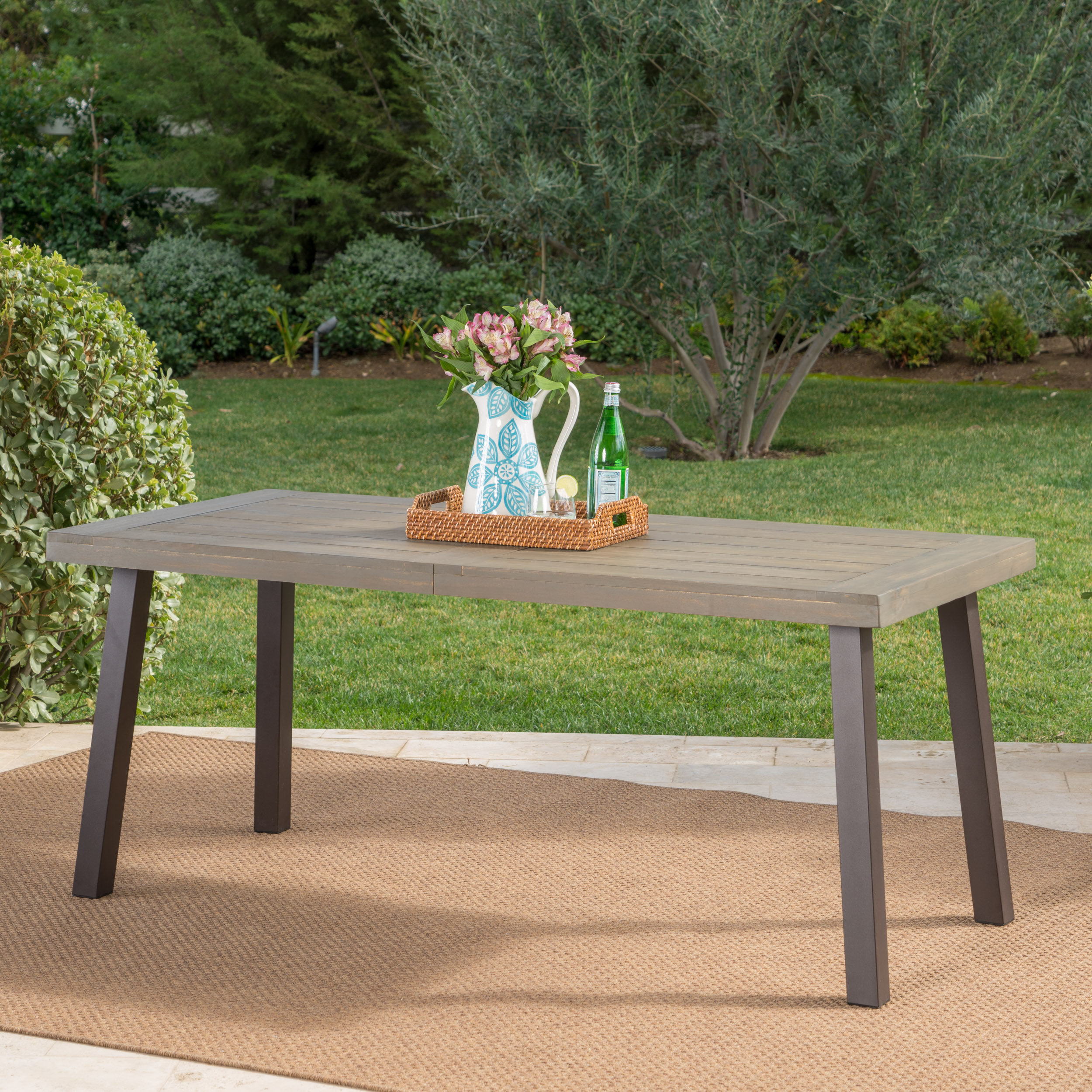 wood top outdoor dining table