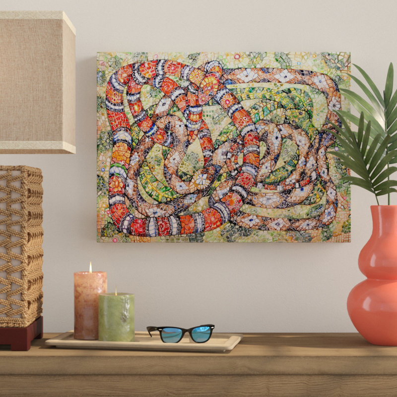 Bay Isle Home Coral Snake Ouroboros Acrylic Painting Print On