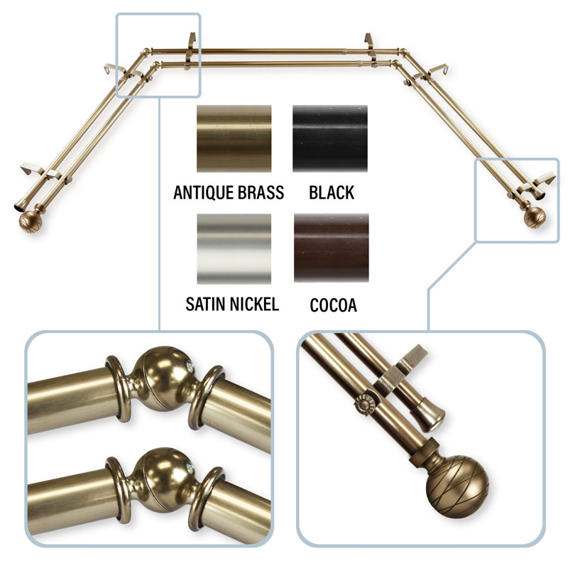 Everly Quinn Katharina Bay Window Curtain Double Rod And Hardware