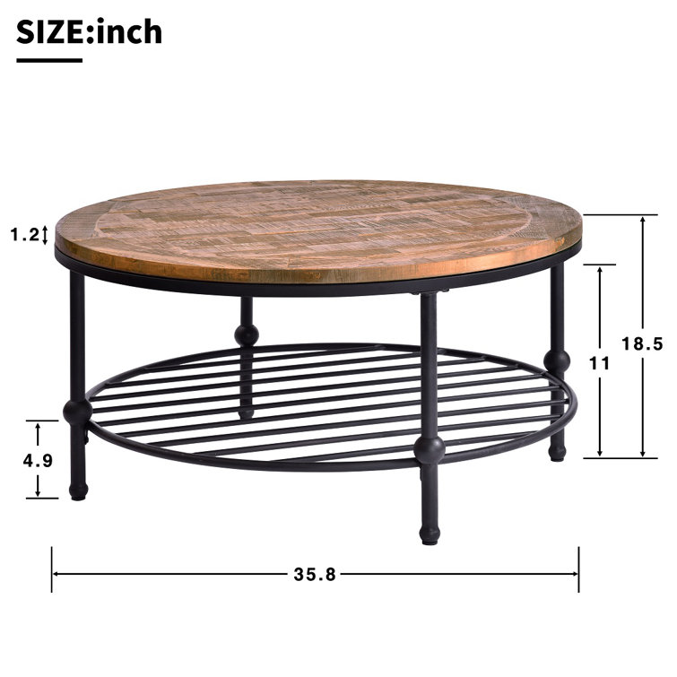 Round metal table with wood top clearance
