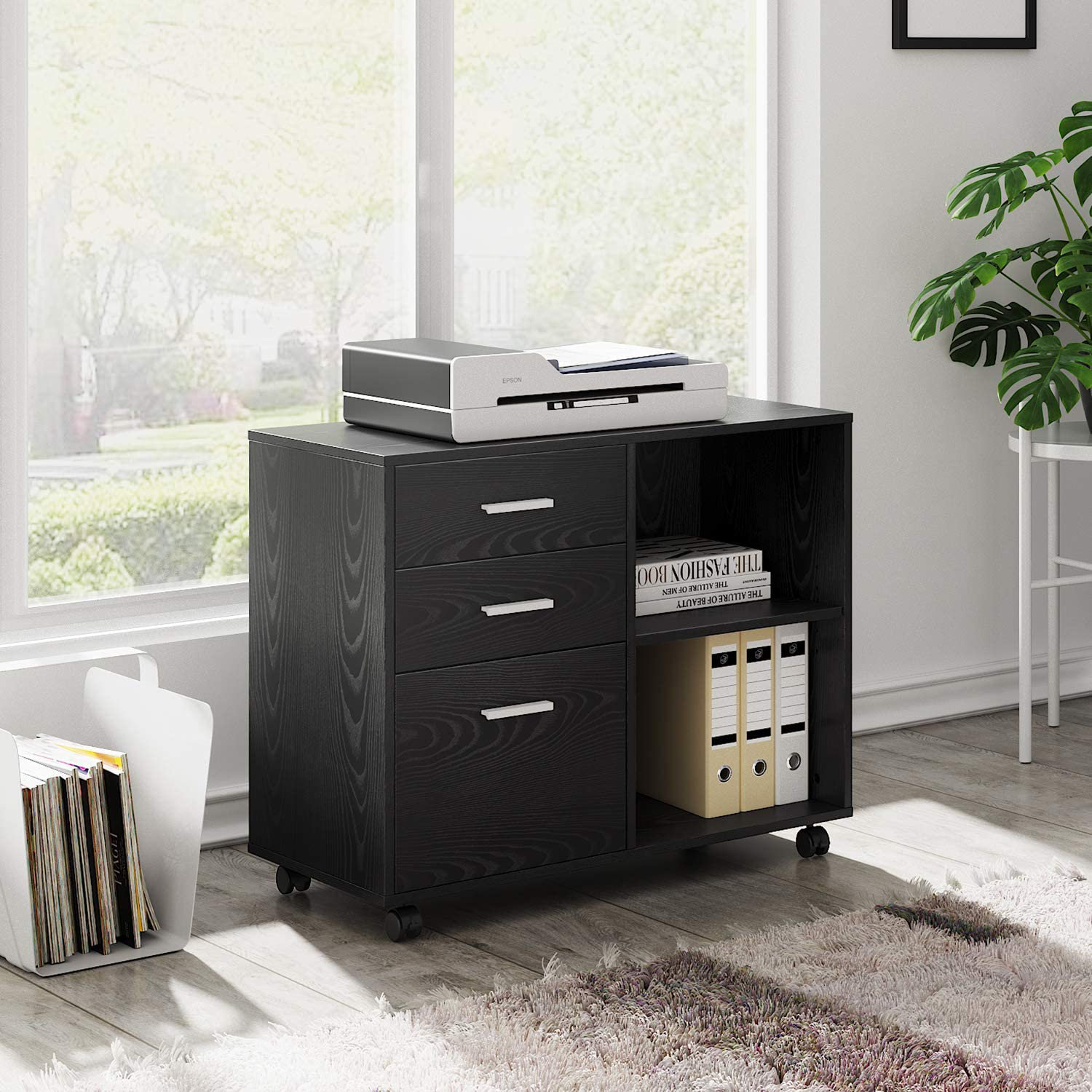 Rolling File Cabinet Heavy Duty Mobile Storage Filing Cabinet 6 Drawers Black 