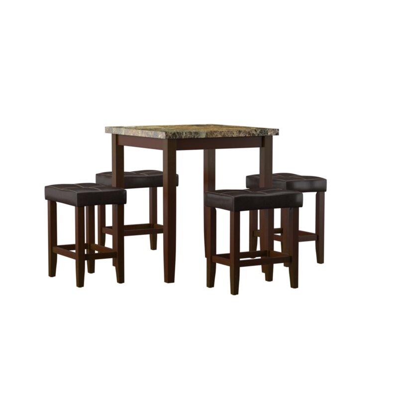 Latitude Run Dejean 5 Piece Counter Height Dining Set Reviews