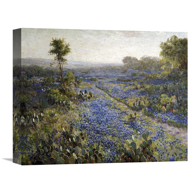 East Urban Home Field Of Texas Bluebonnets And Prickly Pear Cacti
