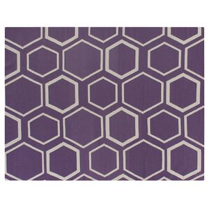 Hand-Woven Wool Purple/White Area Rug