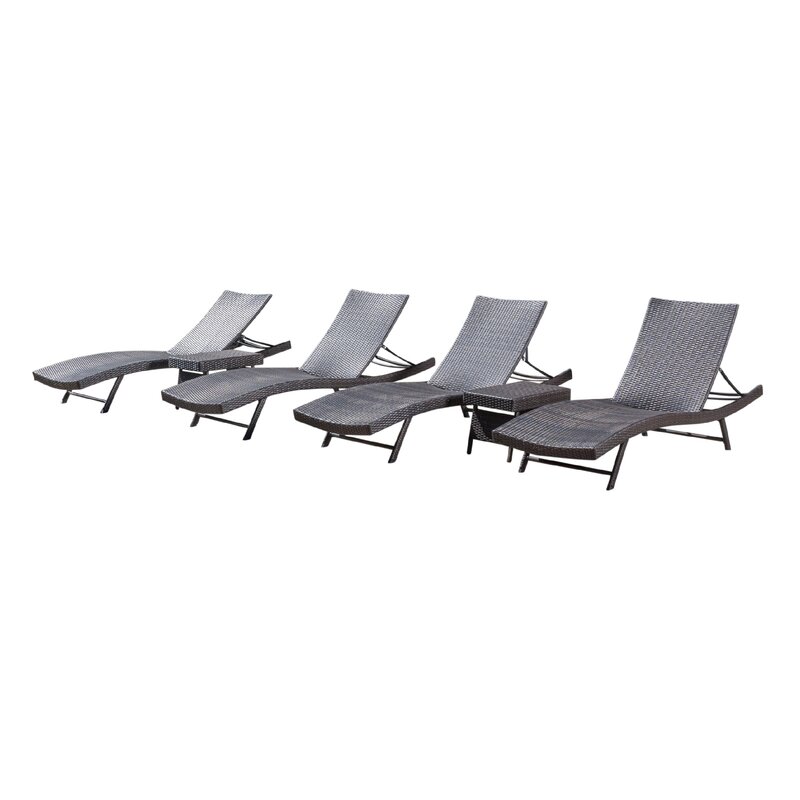 Wade Logan Noelle Reclining Chaise Lounge Set With Table Reviews Wayfair