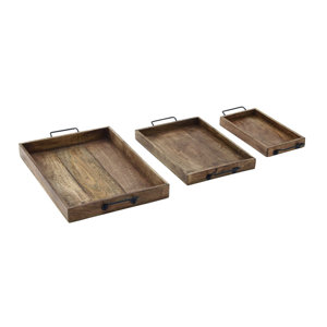 3 Piece Wood Tray Set