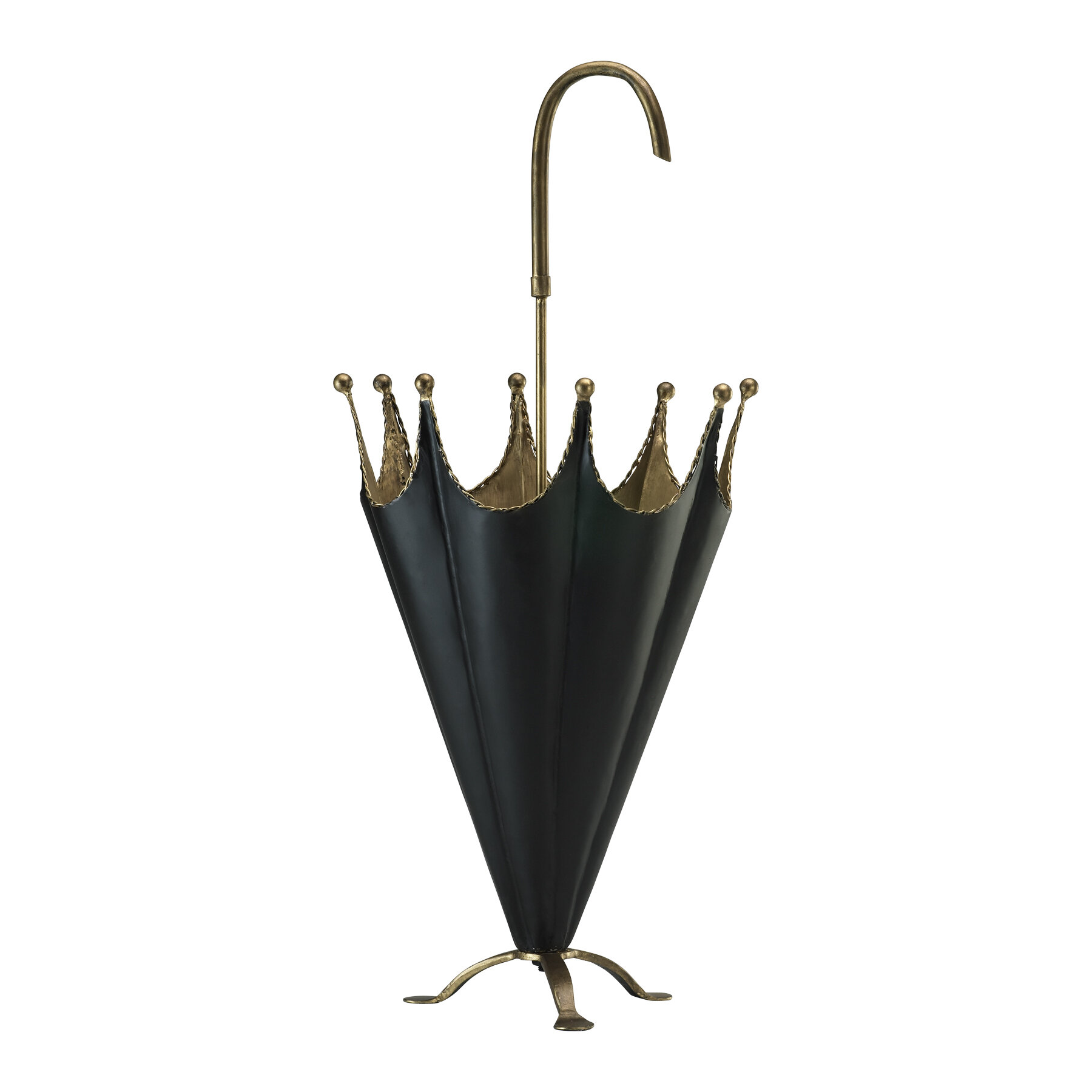 Black Baroni Home Umbrella Stand Modern Design Metal Umbrella Holder with Flowers and Butterflies Black with 2 Hooks and Removable Rain Tray 19 x 19 x 49 cm
