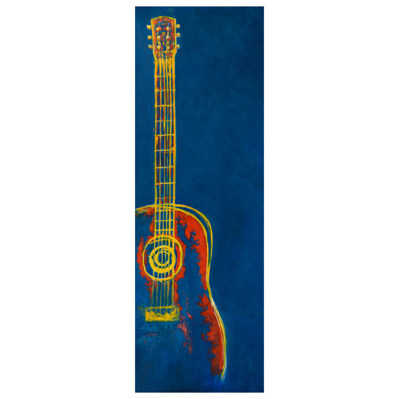 Winston Porter Modern Blue Abstract Guitar Acrylic Painting Print On Wrapped Canvas Wayfair