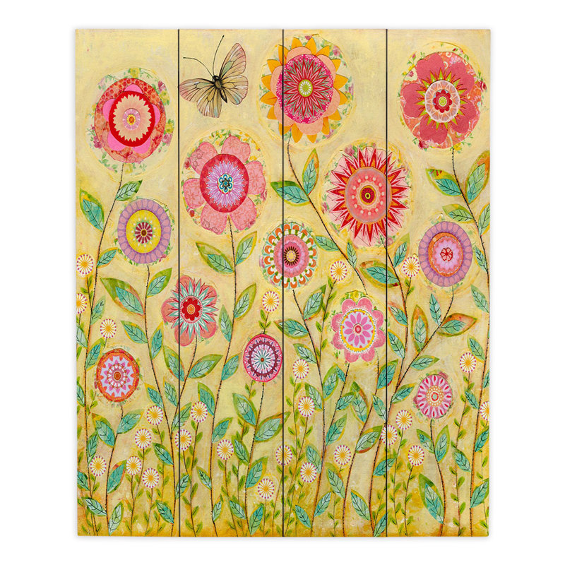 Dianochedesigns July Flowers Butterfly Watercolor Painting Print