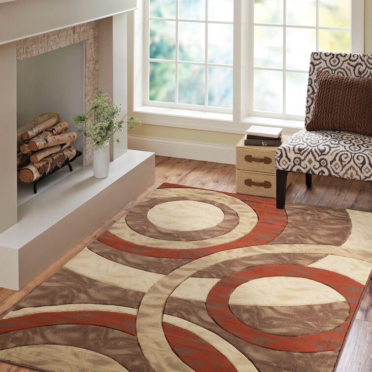 Wrought Studio Adonia Abstract Beige/Brown Area Rug | Wayfair