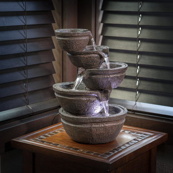 Tabletop Fountain Soothing Lighted 7" NATURAL River Rocks Battery Operated 