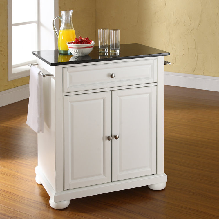 Three Posts Hedon Portable Kitchen Cart With Granite Top Reviews Wayfair