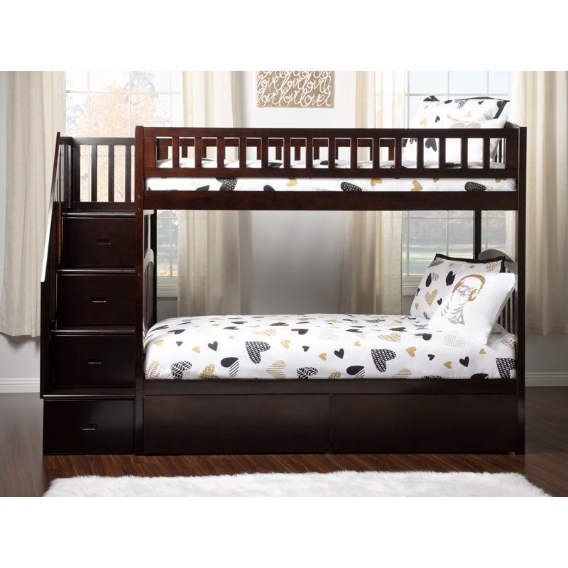 Harriet Bee Salem Staircase Twin Over Twin Bunk Bed With Drawers