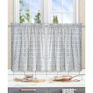 Breckan Ikat Check Tailored Tier Curtain (Set of 2)