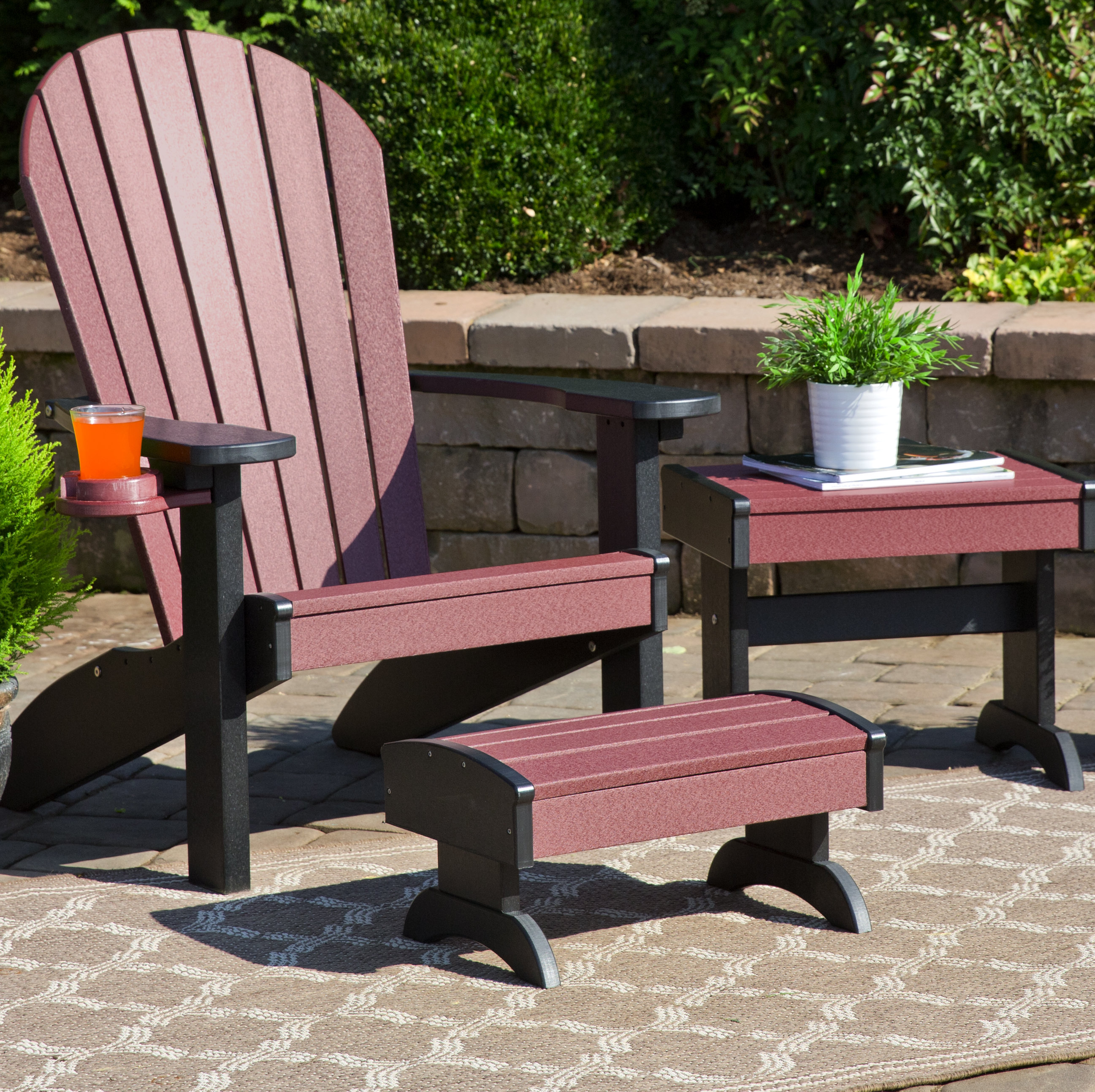 Kells Plastic Adirondack Chair Set with Ottoman and Table | Joss 