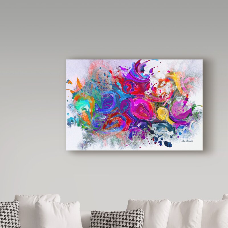 Ebern Designs Dark Color Explosion Oil Painting Print On Wrapped