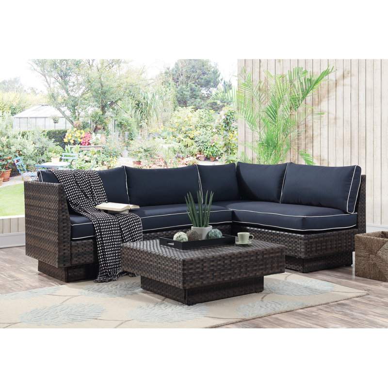 Bloomsbury Market Mulford Outdoor 3 Piece Rattan Sectional ...