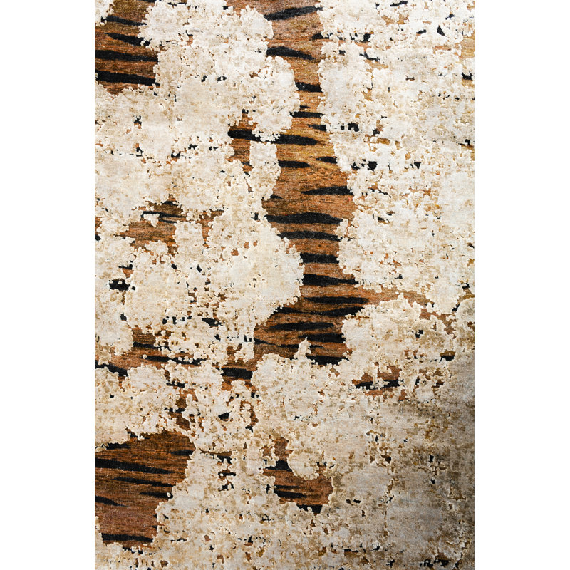Bokara Rug Co Inc Safari Animal Print Hand Knotted Gold Beige Area Rug Wayfair