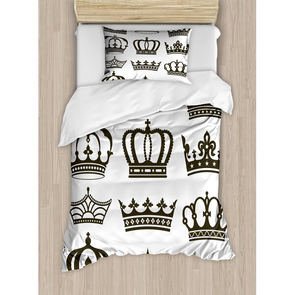 Grey Crowns Dots Cotton Children Single Duvet Cover Bedding Set