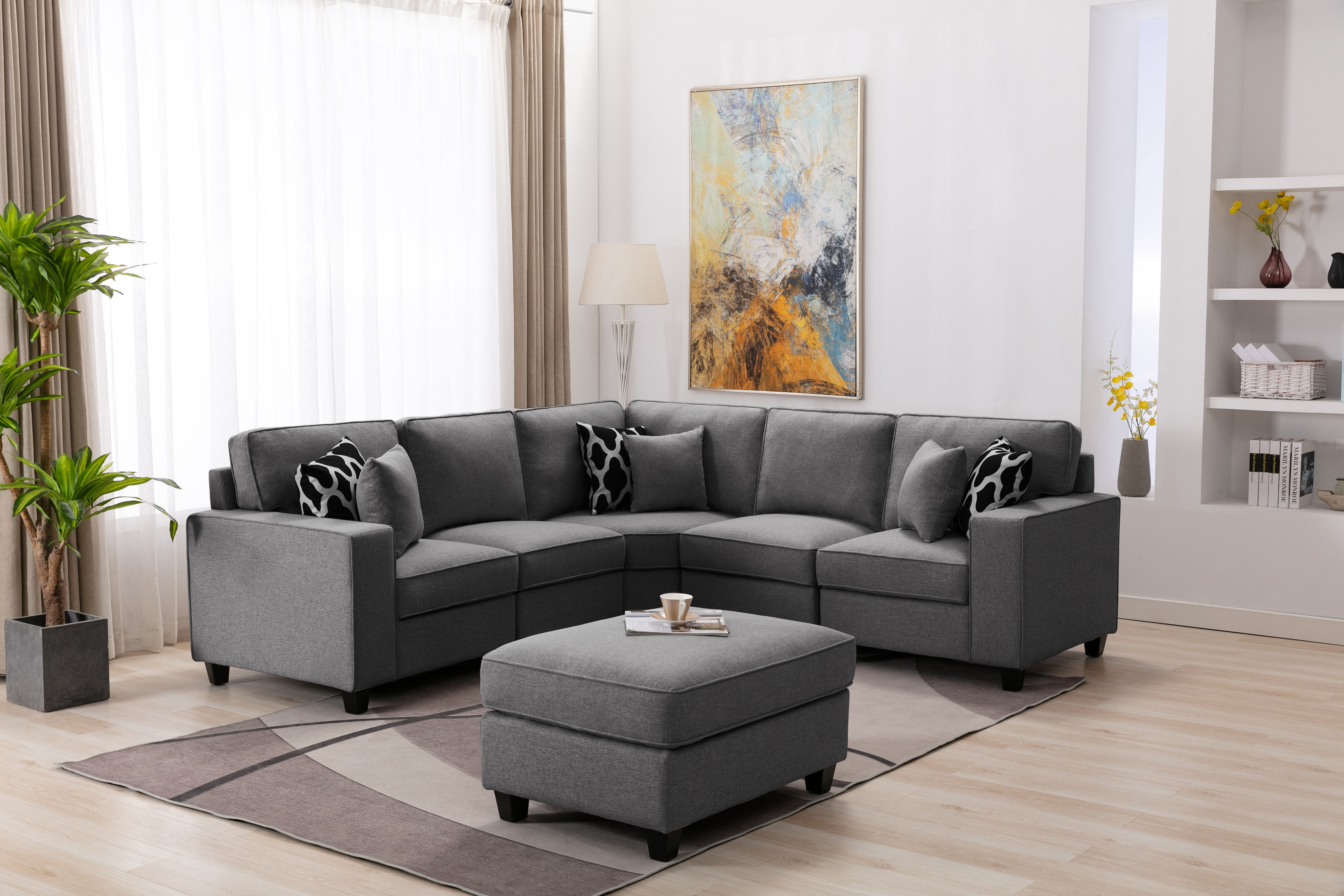 Ebern Designs McCordsville Symmetrical Modular Corner Sectional with  Ottoman & Reviews | Wayfair