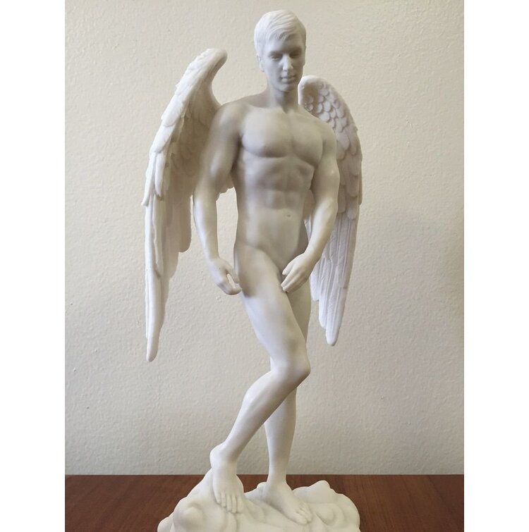 Male Nude Angel Standing on Cloud Statue Sculpture White Figurine PERFECT GIFT