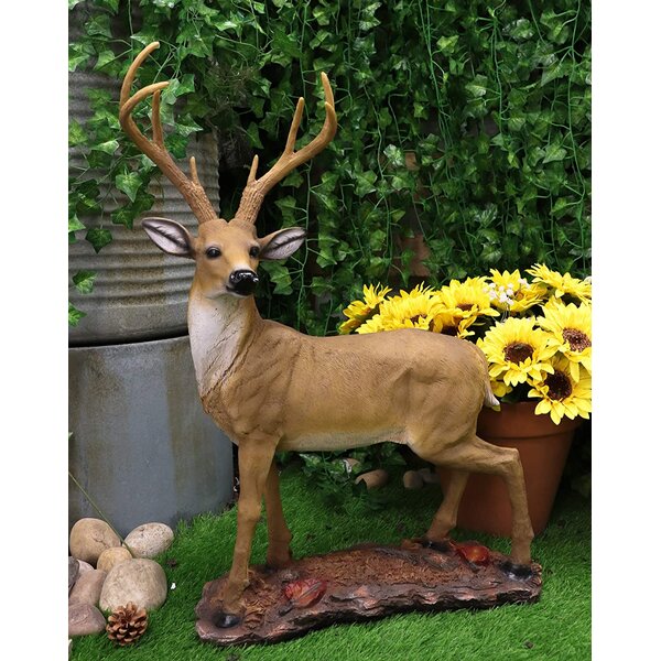 Cast Bronze Standing Deer 8 Point Buck Antlers Wildlife Animal Art Statue 